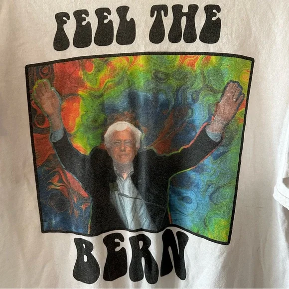 “Feel The Bern” White Bernie Sanders Graphic Tee (binY4) - Picture 2 of 4